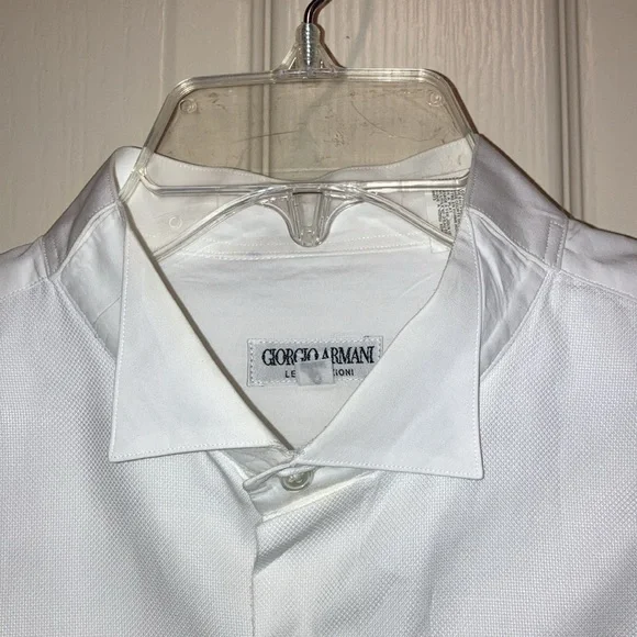 COPY - Men’s white tuxedo shirt.Giorgio Armani le Collezoni. - Picture 2 of 6
